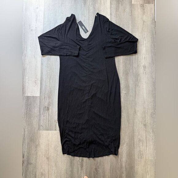 Fashion Nova Hong Kong Ruched Dress Black 1X Plus NEW - Picture 6 of 10